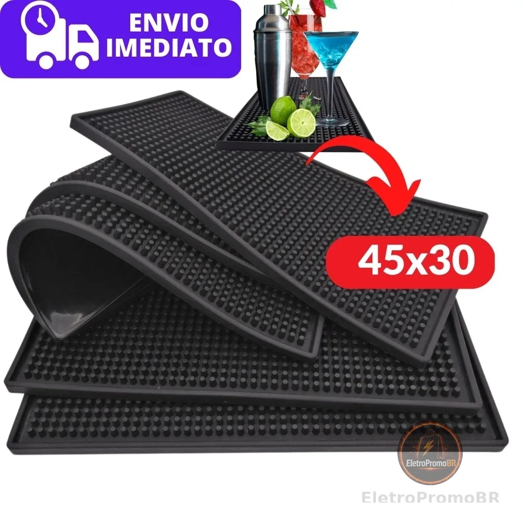 Tapete Escorredor de Louça 45x30 Emborrachado Antiderrapante para Secar Louça, Preparar Drinks Barmen e Protege Móveis