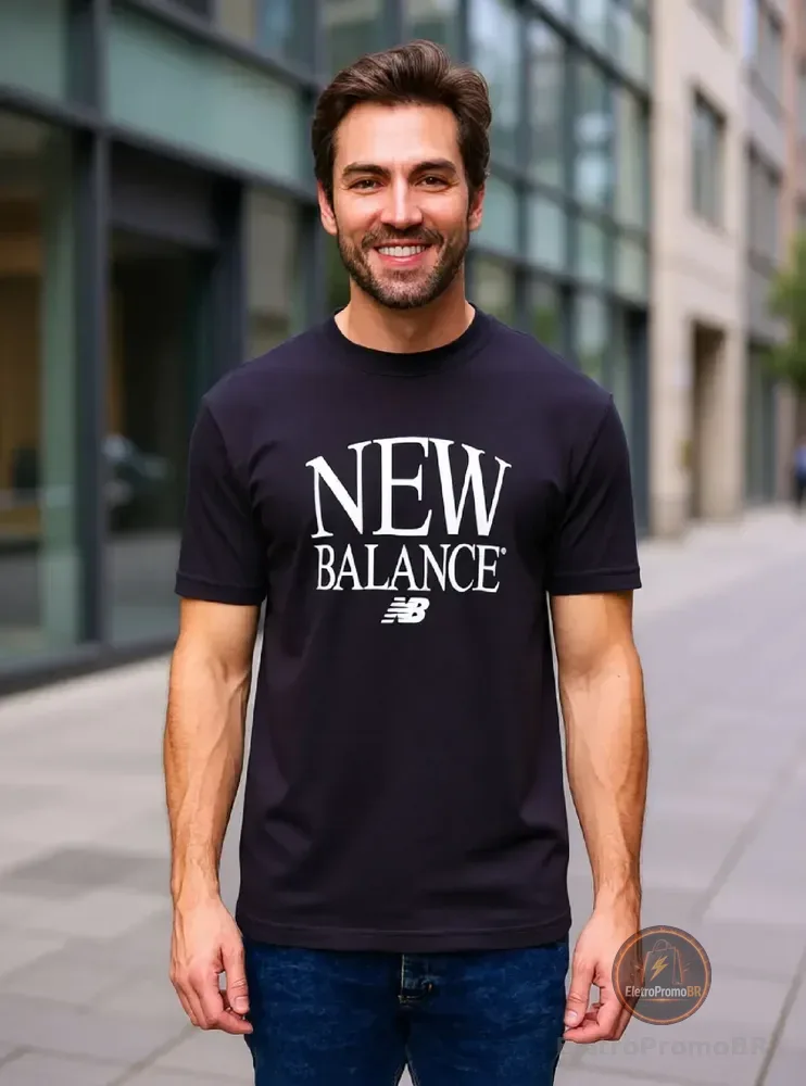 Camiseta Masculina New Balance Reimagined Graphic Preto Nsa Gg Liso