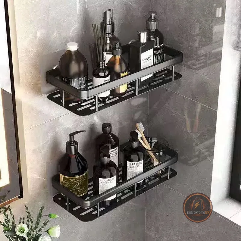 1/2 Peças Suporte de Canto e Reta Porta Shampoo Prateleira Para Banheiro Organizador com Adesivo