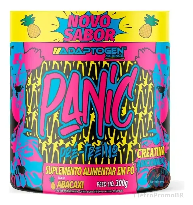 Pré-treino Adaptogen Panic 300g Abacaxi com Creatina e Cafeína