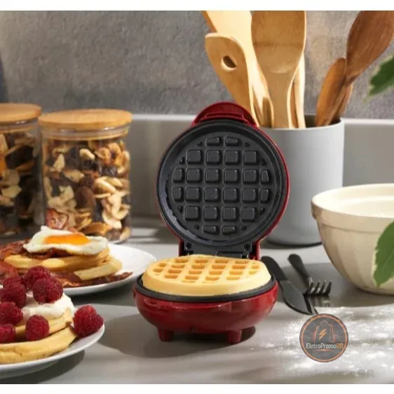 Mini Máquina de Waffles Elétrica Portátil Casa Cozinha Fazer Waffle Panquecas Automático  110V- 220V