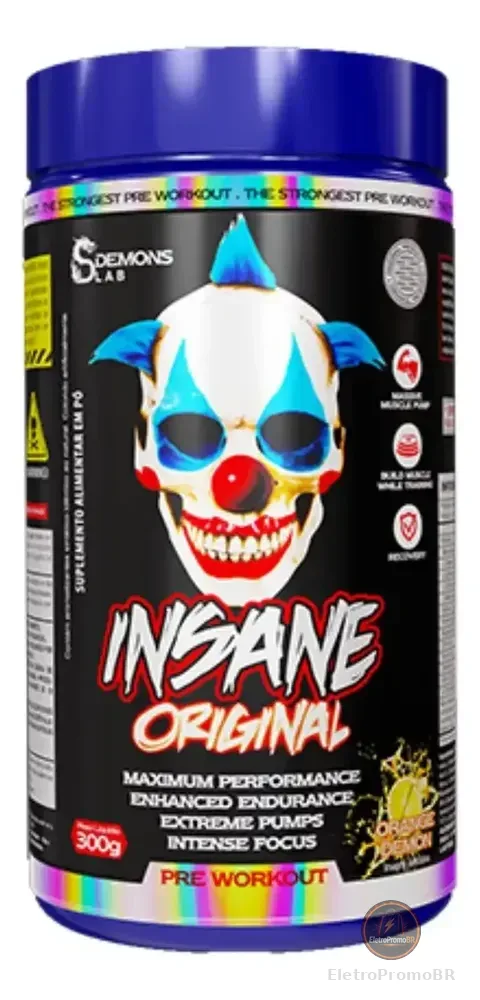Suplemento Pré Treino Insane 300g Demons Lab Sabor Laranja