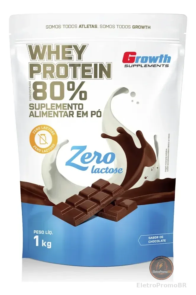 Whey Protein Concentrado Zero Lactose 1kg Growth Supplements Chocolate