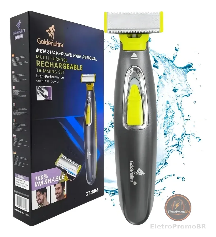 Aparelho De Barbear Eletrico A Prova D'agua Usb Profissional Cor Verde-lima