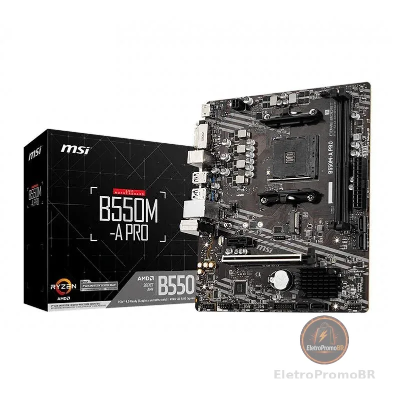 Placa Mãe MSI B550M-A PRO, DDR4, Socket AMD AM4, mATX, Chipset B550, MSIB550MAPRO