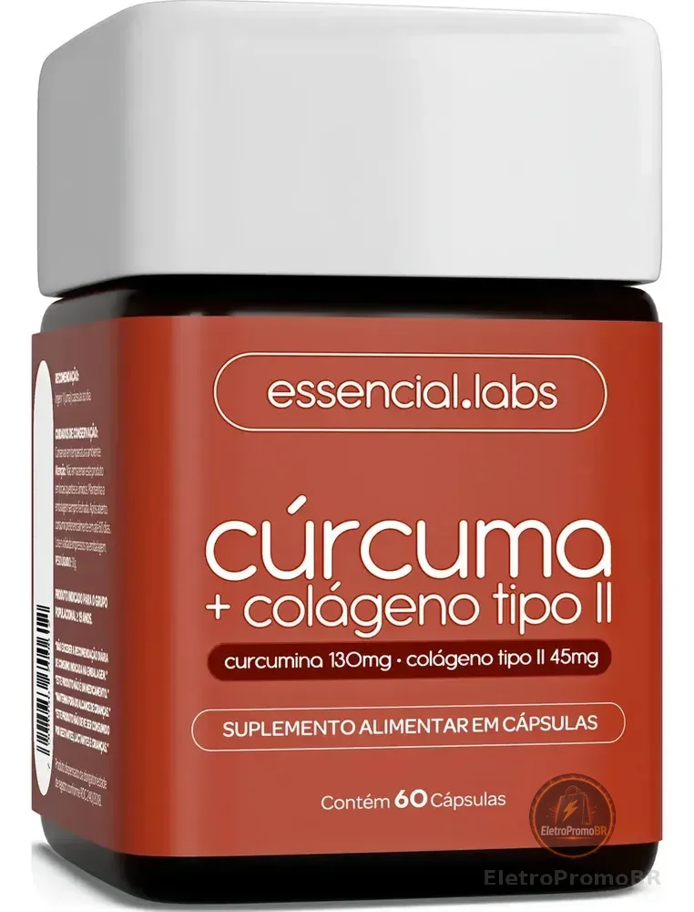 CÚRCUMA 130mg + COLÁGENO Tipo Ii 45mg - Fórmula com Máxima Concentração e Pureza - 60 Cápsulas