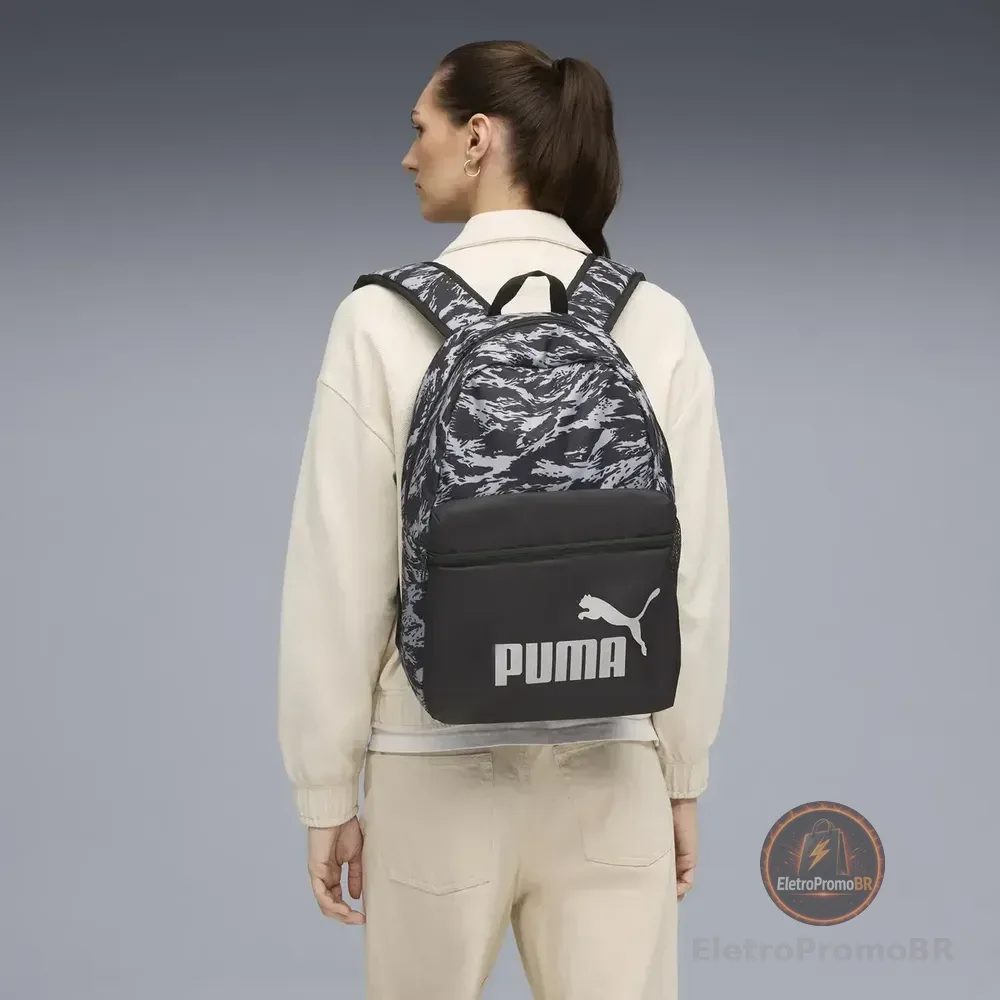 Mochila Phase 22l Puma Preto/cinza Estampado