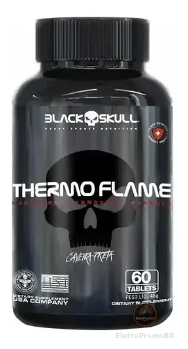 Thermo Flame Hardcore Termogênico - 60 Tablets - Black Skull Sem Sabor