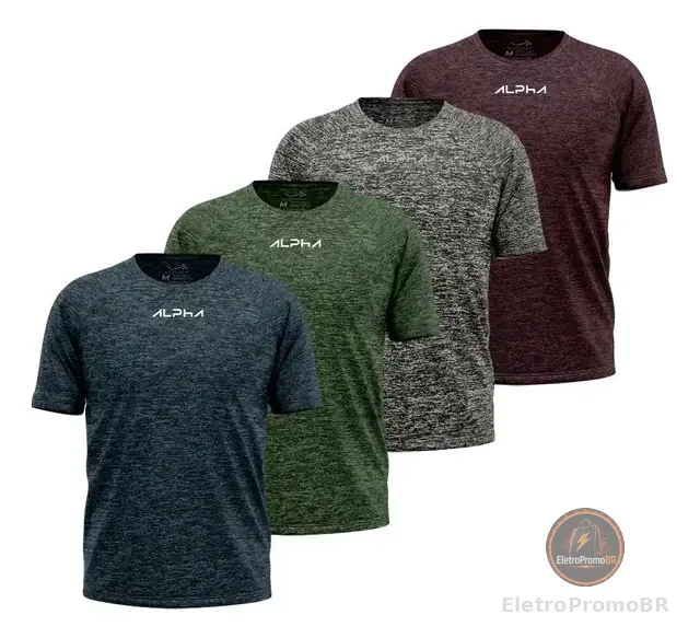 Kit 4 Camisetas Dry Alpha Masculina