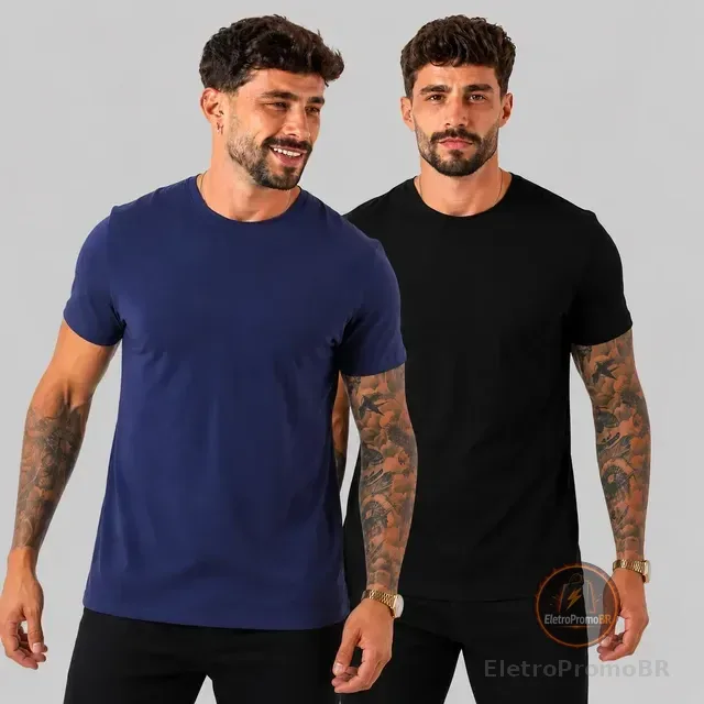 Kit 2 Camiseta Masculina Malha Peruana Premium