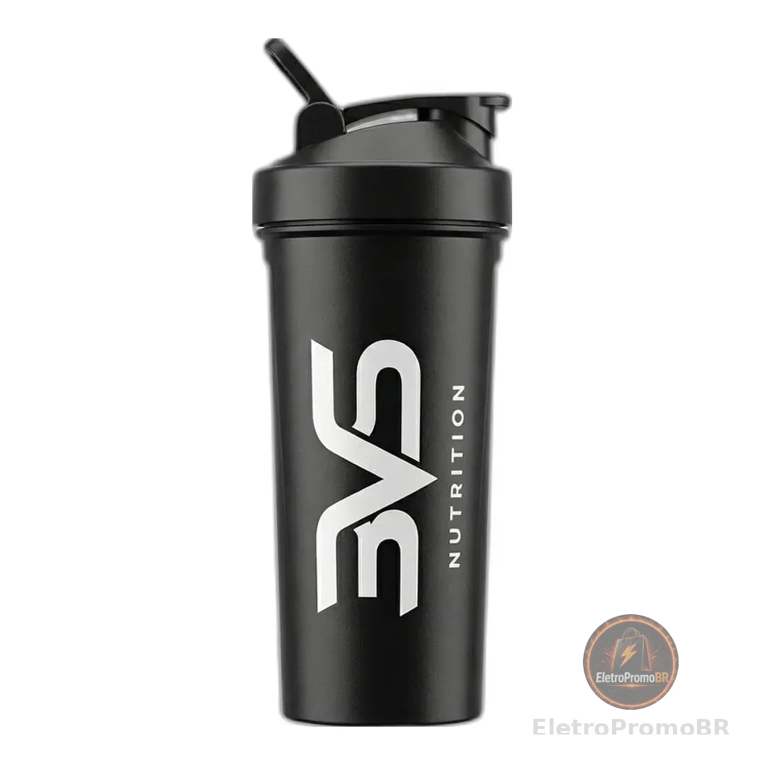 Coqueteleira 3VS Nutrition 600ml PRETO – Shaker com Medidor em ML, Livre de BPA, Ideal para Whey Protein e Shakes Cor Preto