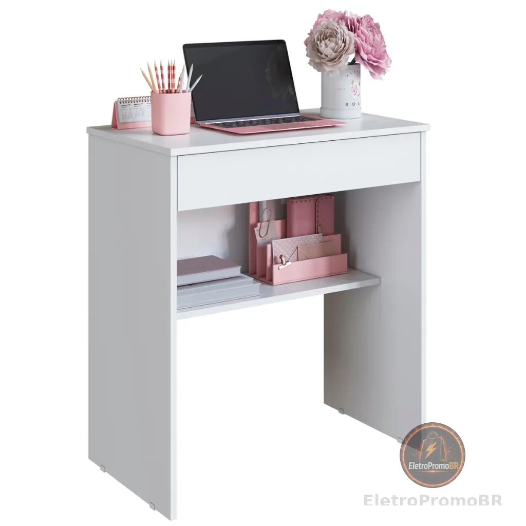 Escrivaninha Com Gaveta Computador Prateleira Quarto Home Office