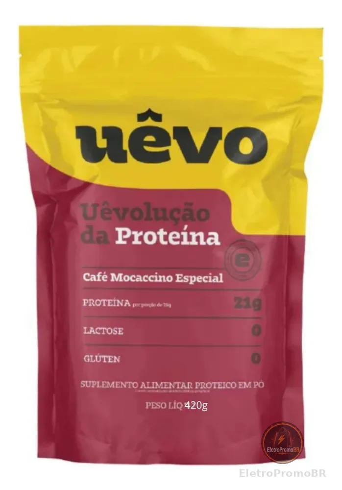 Proteína Uêvo 420g - Sabor Café - Suplemento Proteico Café Mocaccino