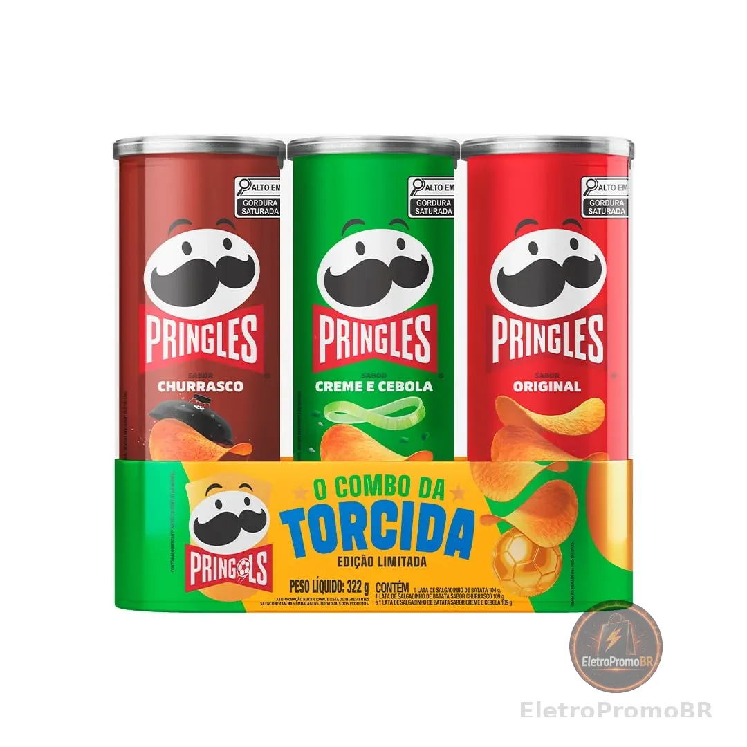 Salgadinho Batata Frita Pringles Tripack Festa do Futebol 322g