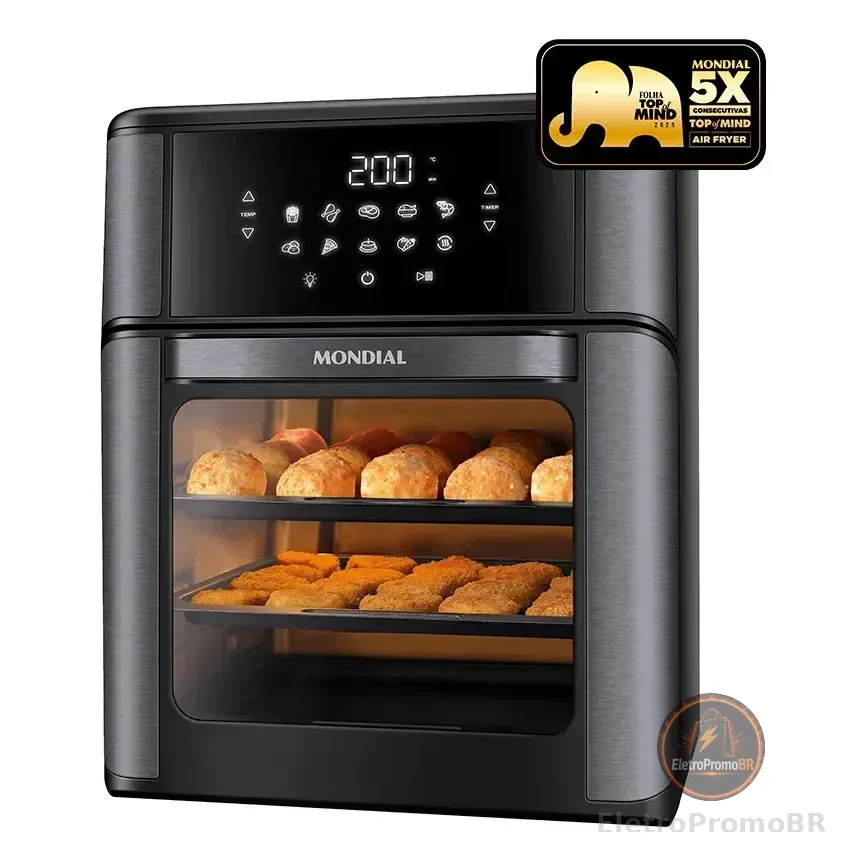 Fritadeira Elétrica Afon-12l-bg Forno Oven 12 Litros Preto Mondial 127v