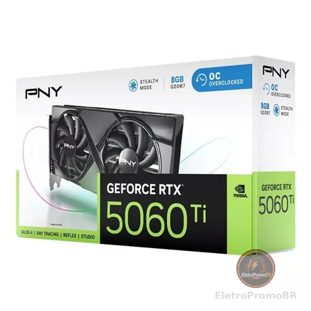 Placa de Video GeForce NVIDIA PNY RTX5060TI 8GB OC GDDR7 VCG5060T8DFXPB1-O