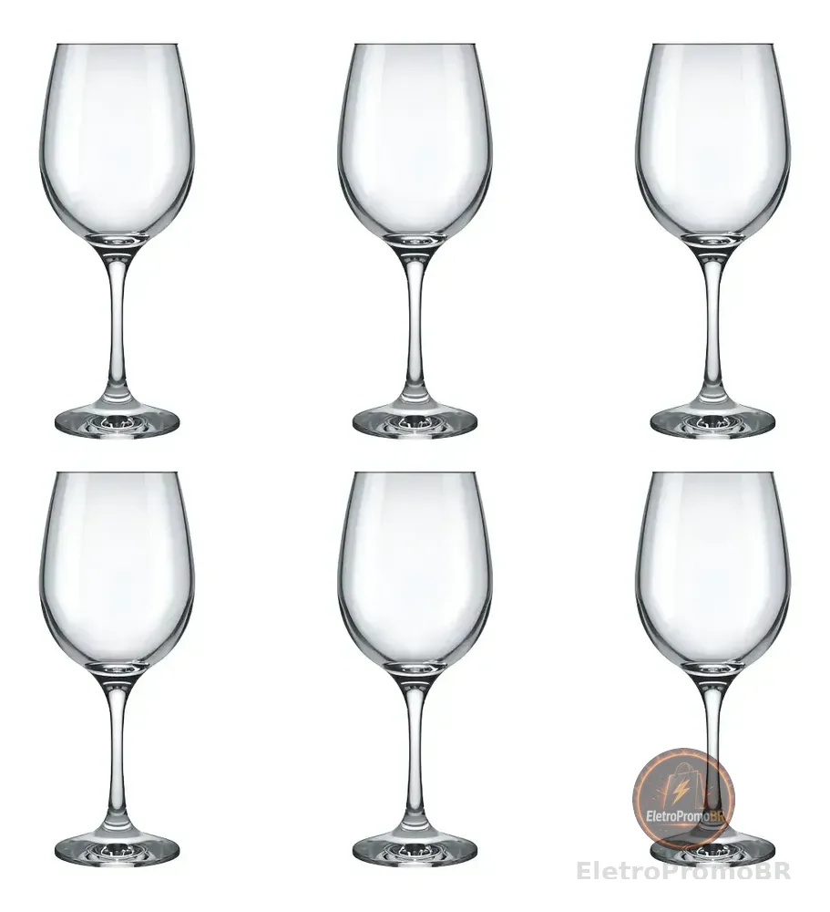 Jogo 6 Taças de Vidro Vinho/Água 490ml Nadir Figueiredo Barone