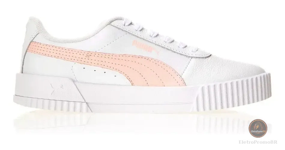 Tênis Casual Feminino Carina Lux Puma Branco E Rosa Liso 36