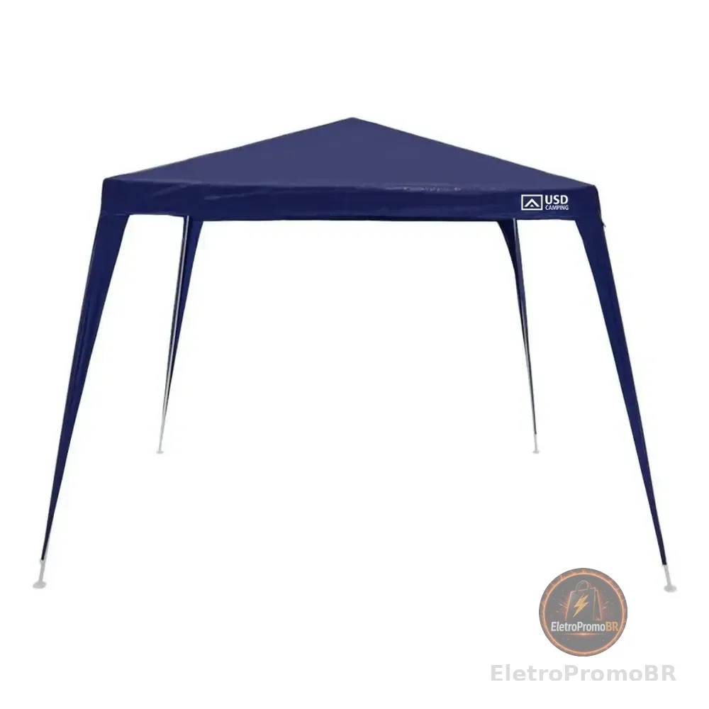 Tenda Gazebo Azul Polietileno 3x3 Metros Desmontável Camping Praia Pésca Usd
