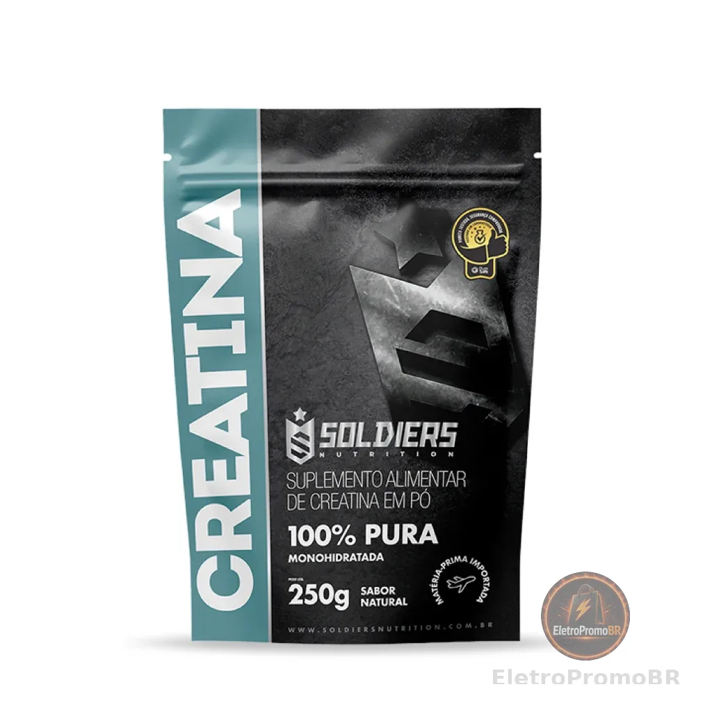 Creatina Monohidratada 250g 100% Pura Importada Soldiers Nutrition Suplemento Performance Muscular Força