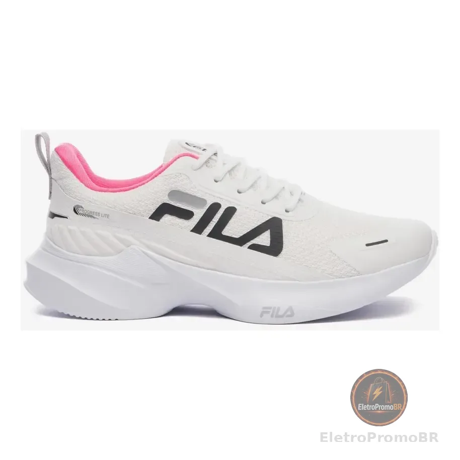 Tênis Feminino Progress Lite Fila Branco/preto/rosa Pink Lisa 34 Br