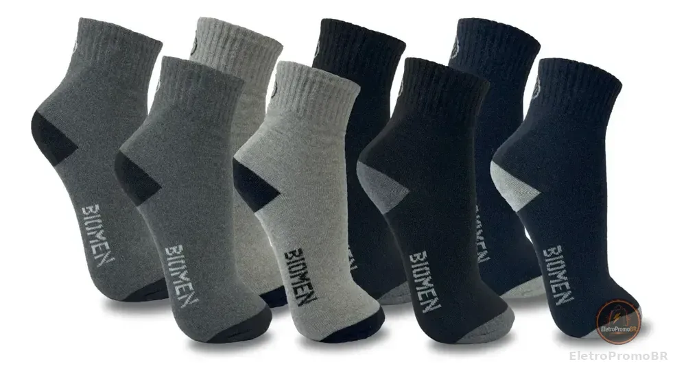 Kit 12 Pares Meia Masculina Cano Longo Conforto Preto Cinza Azul Marinho E Cinza Claro Liso 37-43