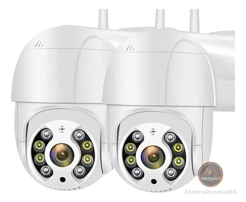 Kit 2 Câmeras de Segurança iCSee A8 PTZ Wi-Fi com Visão Noturna para Exterior e Interior G.Eye