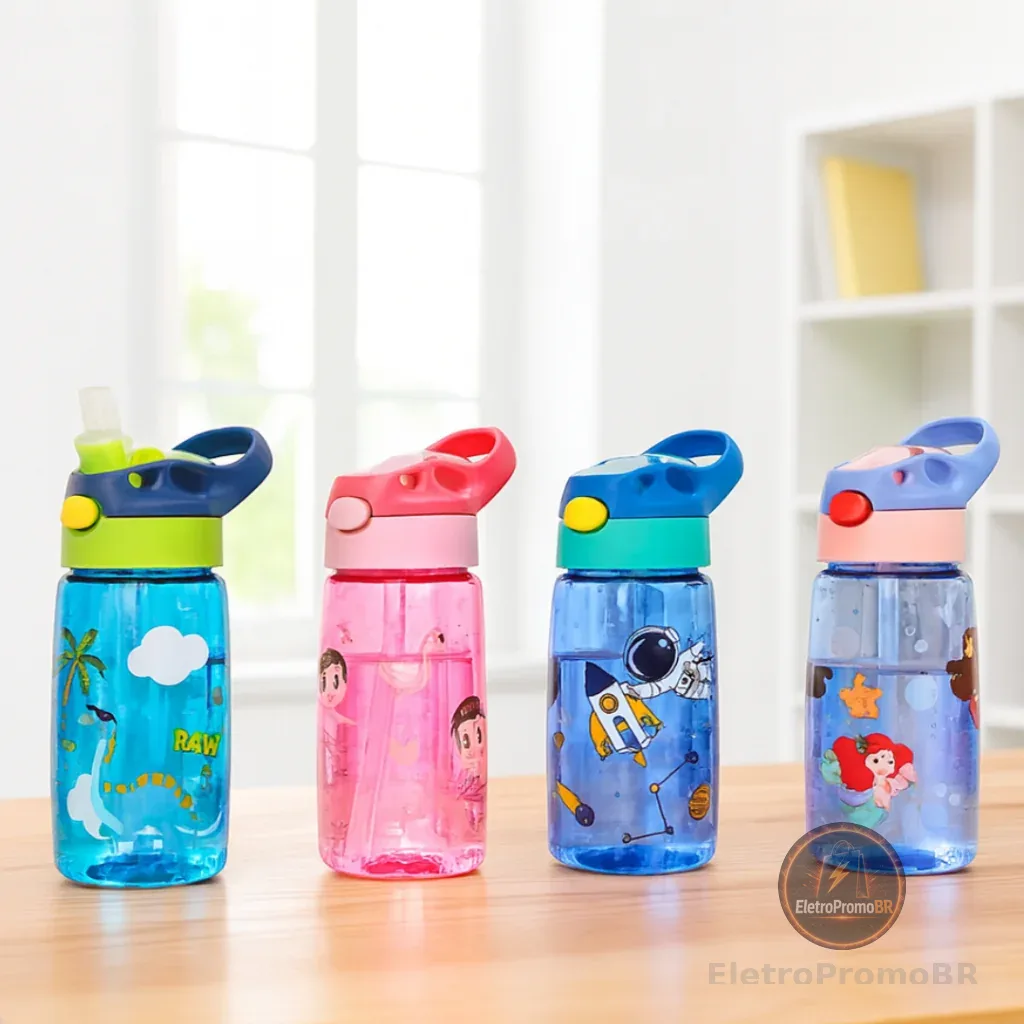 Garrafa / Squeeze Canudo Infantil Plástico / garrafa de água Infantil 450ml