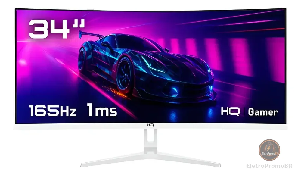 Monitor Gamer 34 Curvo Branco 1ms 165hz Hq Hqw34c16 Branco