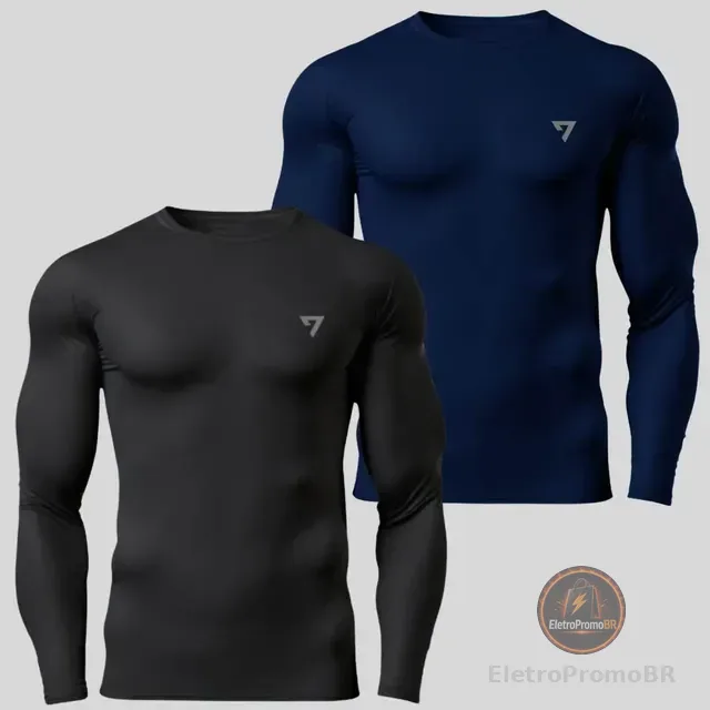 Kit 2 Camisetas Térmicas Masculina Segunda Pele Camisa Uv50