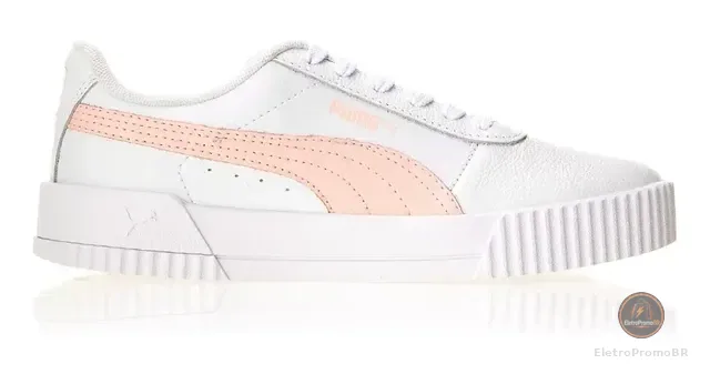 Tênis Casual Feminino Carina Lux Puma Branco E Rosa Liso 39