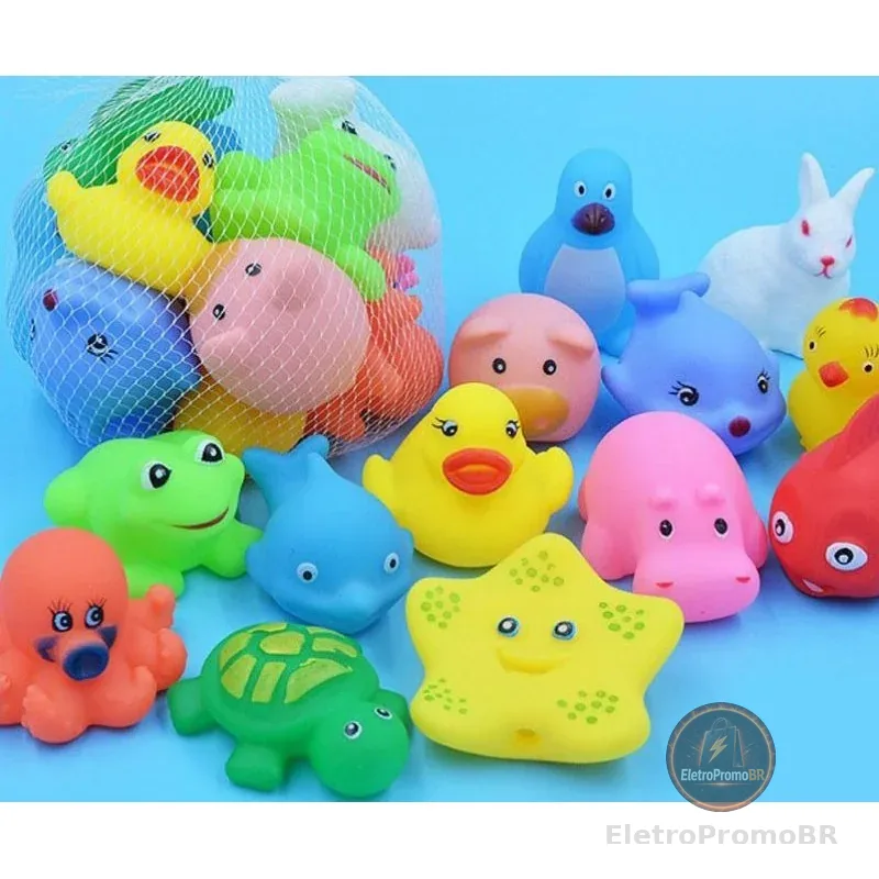 Kit 6 pçs Bichinhos de Vinil Hora Banho Brinquedo bebê