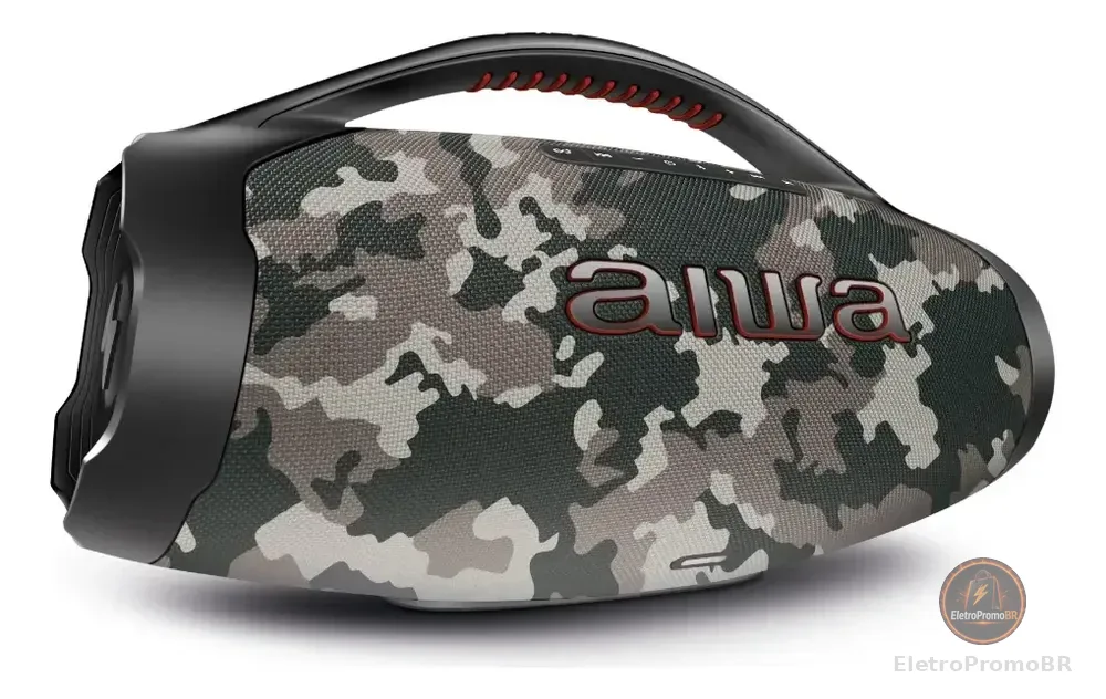 Caixa de Som Boombox Plus AIWA BBS-01-BG 200W Bluetooth 30H IP66 USB Cinza