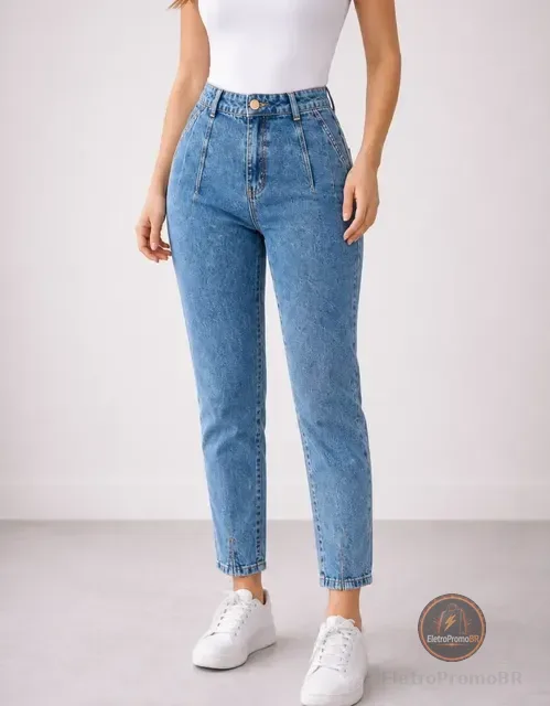 Calça Jeans Mom Stillger Feminina Cintura Alta Cor Clara