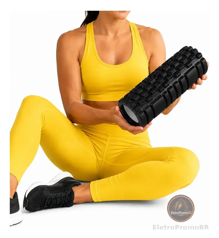 Rolo De Liberação Miofascial Massagem Fisioterapia Pilates Preto