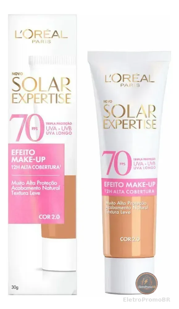 Protetor Solar Facial com Cor FPS 70 Alta Cobertura - L'Oréal Paris Solar Expertise Efeito Make Up 30g