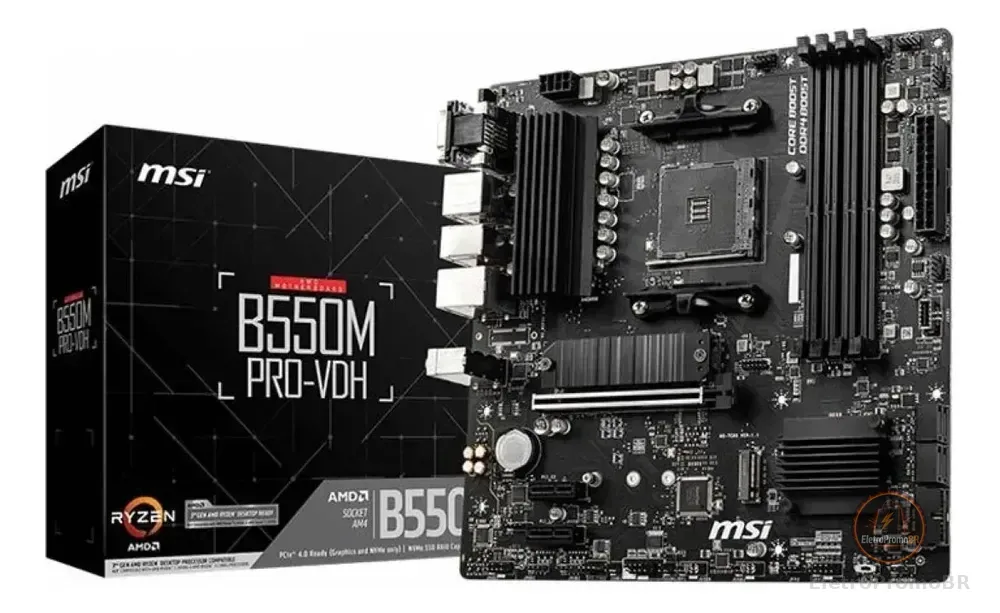 Placa Mae Msi B550m Pro-vdh, Ddr4, Socket Am4, M-atx Preto Preto