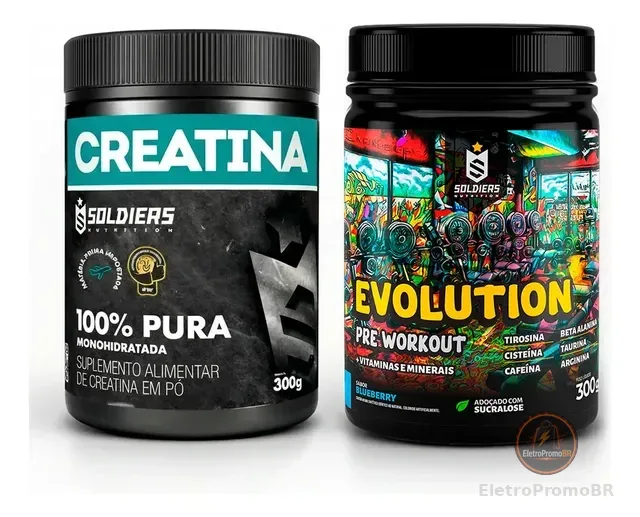 Kit: Creatina 300g + Pré-treino Evolution 300g Soldiers Nutr