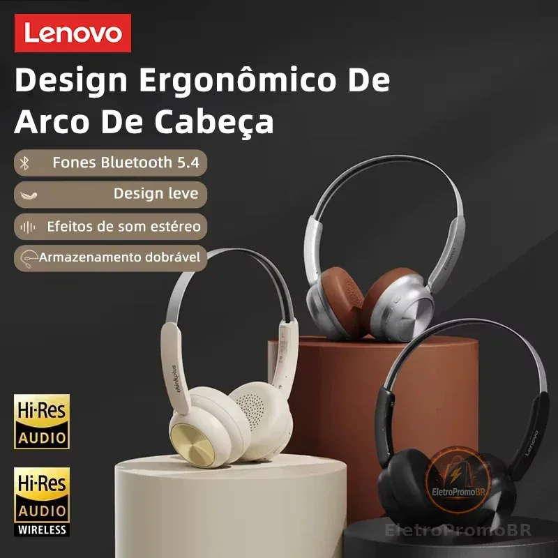 Original lenovo th66 verdadeiro fone de ouvido sem fio grande alto-falante com longa resistência música novo bluetooth v5.4 chip fone de ouvido