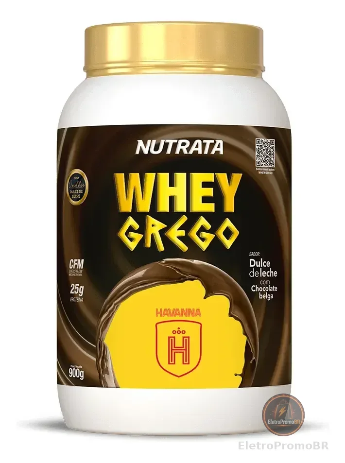 Whey Protein Grego Havanna Pote 900g Grow Thisold - Nutrata Sabor Doce De Leite Com Chocolate Belga