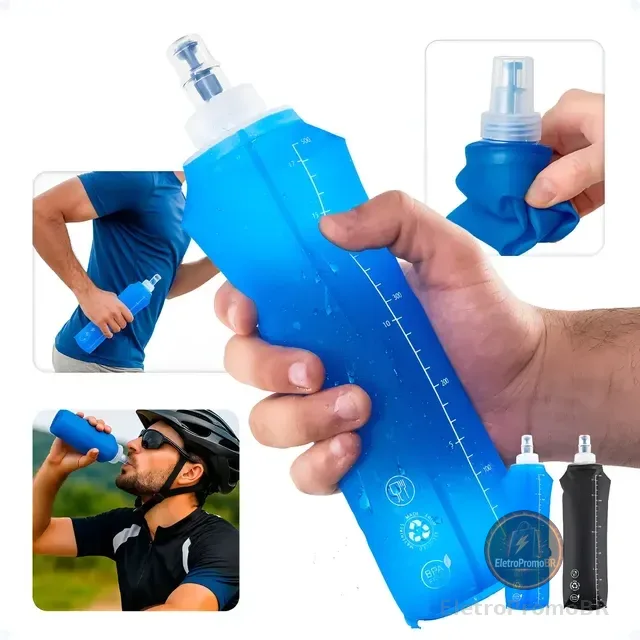 Garrafa De Água Mole Dobrável Corrida Silicone Squeeze 500ml