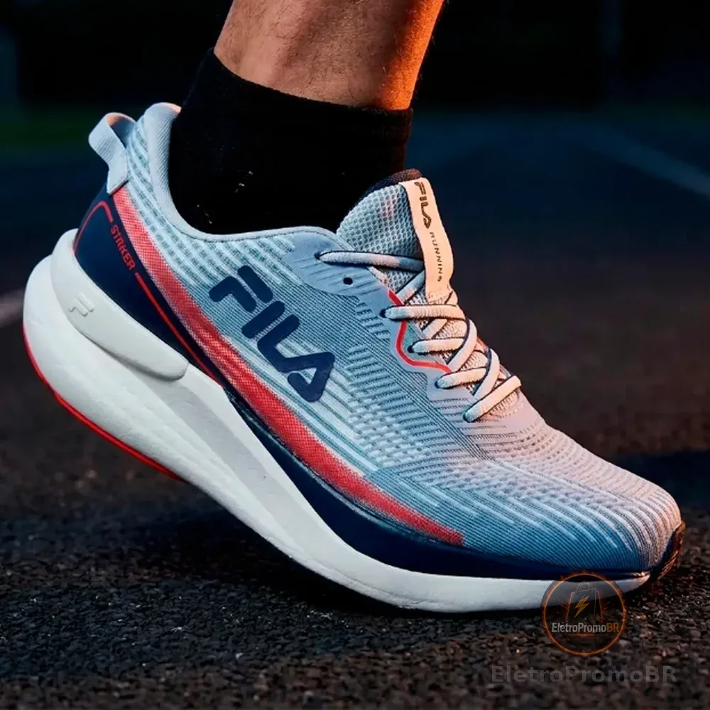 Tênis Masculino Fila Striker Speed Confortável Corrida Leve Azul/vermelho 41 Br