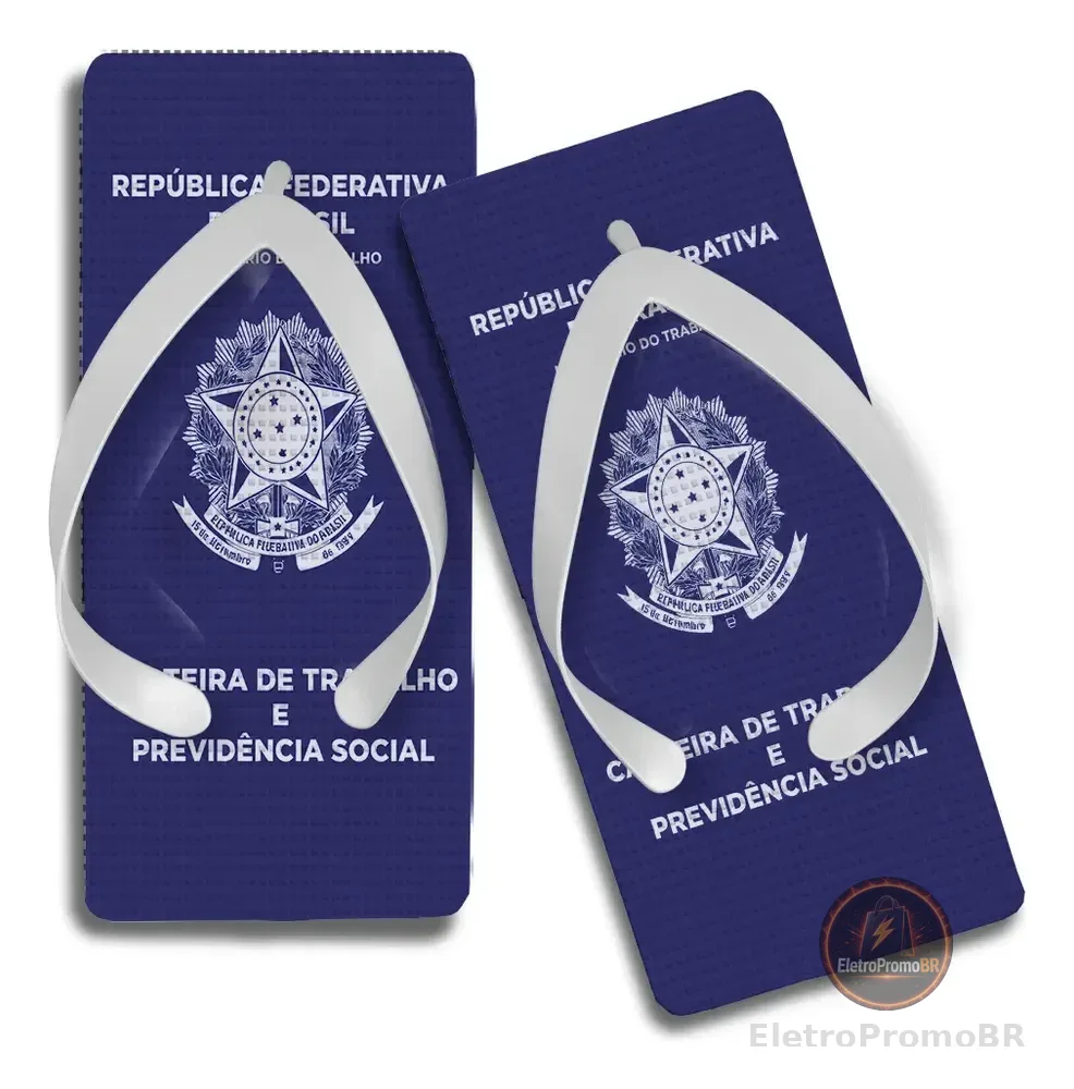 Chinelo Quadrado Personalizado Carteira De Trabalho Branco Carteira De Trabalho 37/38
