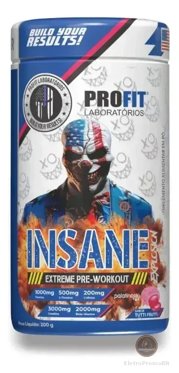 Suplemento En Pó Profit Laboratórios Pré Treino De Insane Extreme Pre-workout Sabor Tutti Frutti X 200g