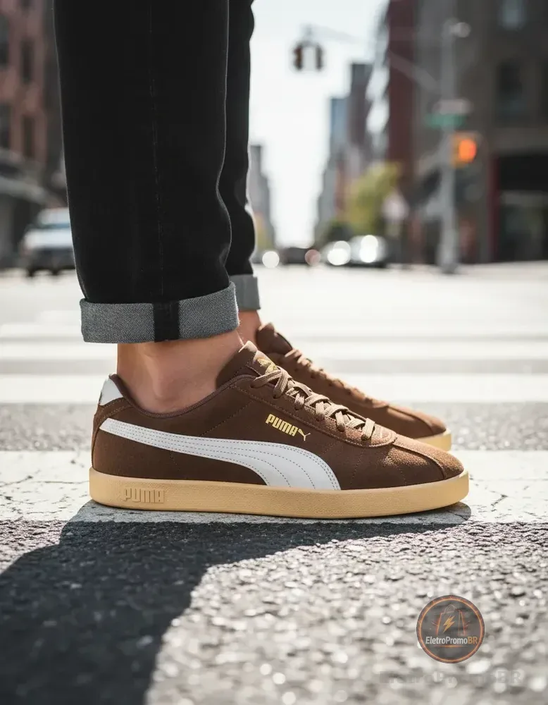 Tênis Masculino Club Ii Puma Flat Bronze-puma White-puma Gold Lisa 41 Br