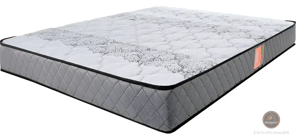 Colchão Casal Ortopédico Firme Espuma D33 Antialérgico Cor Cinza BF Colchões