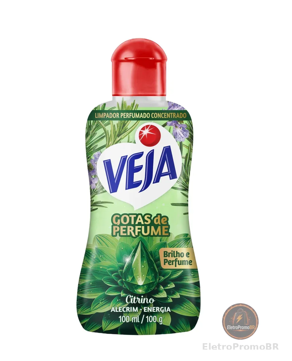 Veja Gotas de Perfume Citrino Alecrim Limpador Perfumado Concentrado 100 ml