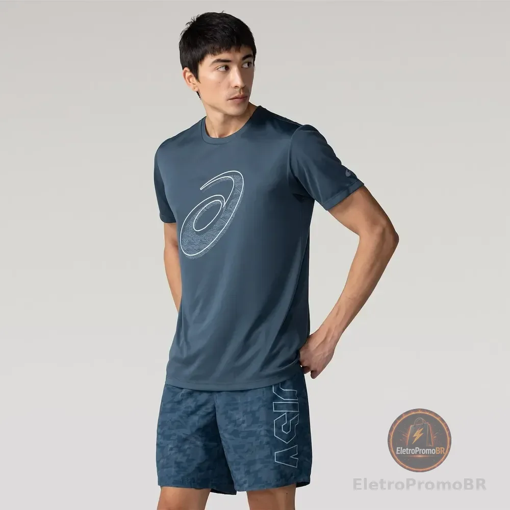 Camiseta Asics Ls Mp Estampada - Masculino Azul Gg