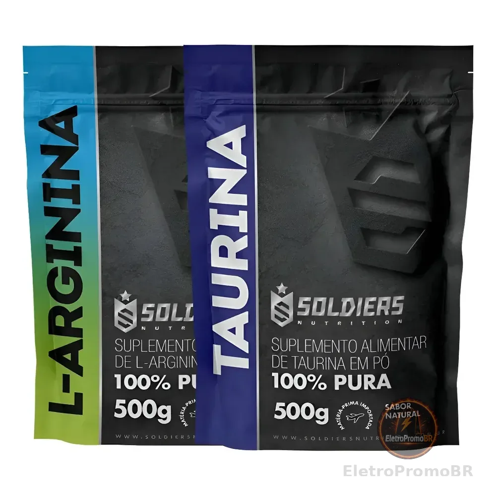 Kit: Arginina 500g + Taurina 500g Soldiers Nutrition 100% Puro