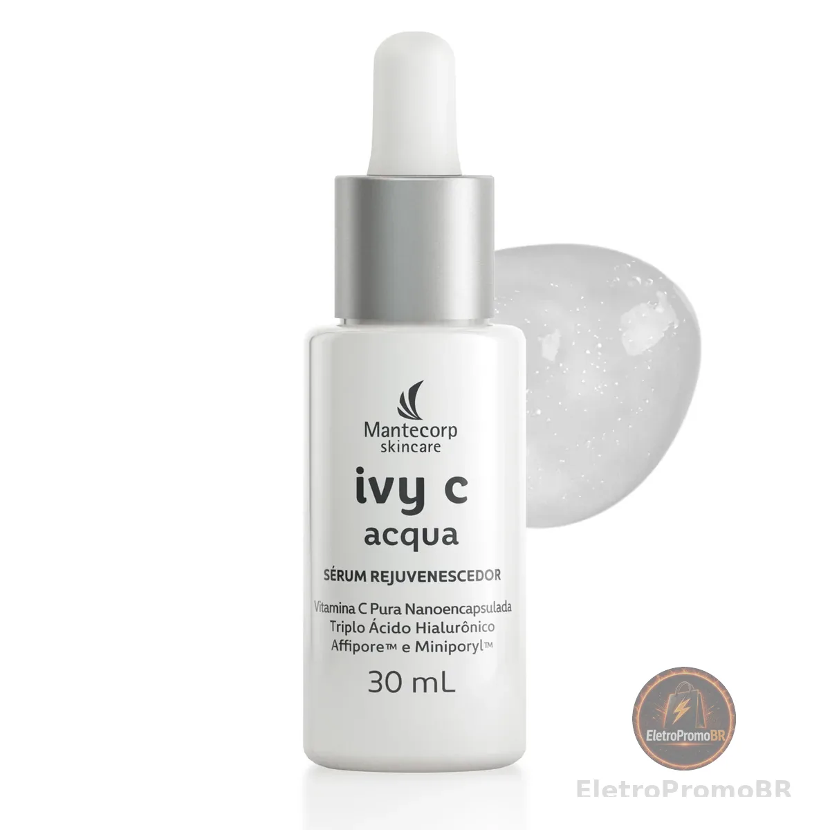 MANTECORP - Creme Rejuvenescedor Facial Ivy C Acqua - Reduz Rugas, Controla Oleosidade e Poros Dilatados, Vitamina C Pura Nanoencapsulada - 30ml